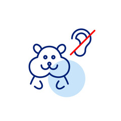 Hamster and ear crossed. symbol. Deaf pets care. Silent monitor mode. Pixel perfect, editable stroke vector icon