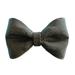 Silver and White Checked Bowtie PNG Cutout with Transparent Background for Fashion and Design Projects
