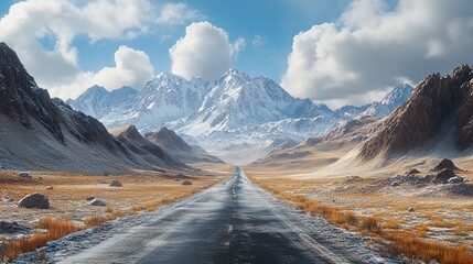 Morning mountain plateau dirt road