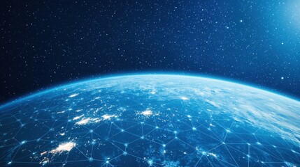 Obraz premium Stunning Earth View with Network Connections Against Starry Background