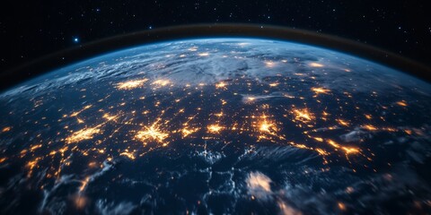 Obraz premium Earth lights shining brightly from space station viewpoint