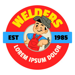 Logo of Welders Mascot Illustration in Retro Style
