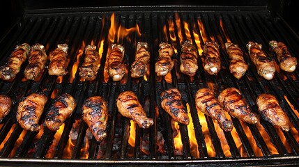 Flaming Grill: Chicken Drumsticks Sizzle.