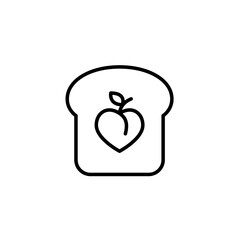 Peach jam on toasted bread. Breakfast sandwich with sweet marmalade. Pixel perfect, editable stroke vector icon