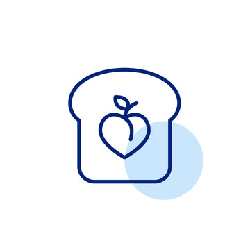 recommend clip art: Peach jam on toasted bread. Breakfast sandwich with sweet marmalade. Pixel perfect, editable stroke vector icon