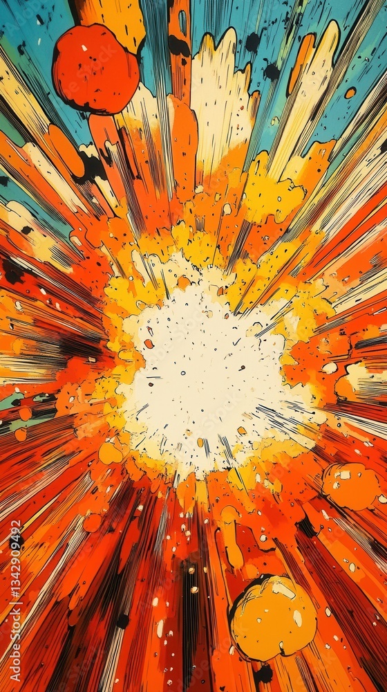 Poster vibrant colorful explosion with dynamic splashes and streaks