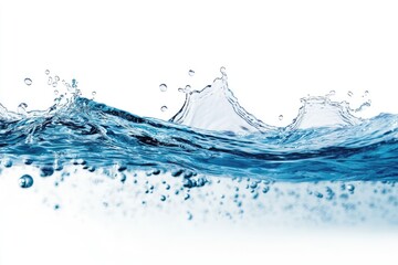 Water splashes and waves against a white background