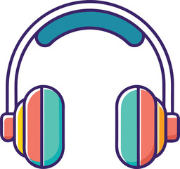 Colorful Headphones Vector Illustration, Modern Headphones Vector Illustration, perfect for music and audio enthusiasts.