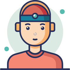 Person with Headset and Headband Vector Illustration, A vector illustration of a person wearing a headband and headset, designed with a clean, simple look and modern style.
