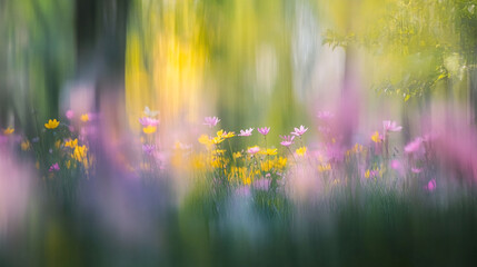 Obraz premium Beautiful cosmos flowers in the garden with sun light and bokeh effect, Colorful flower meadow with sunbeams and bokeh lights in summer season, Beautiful natural spring summer background.