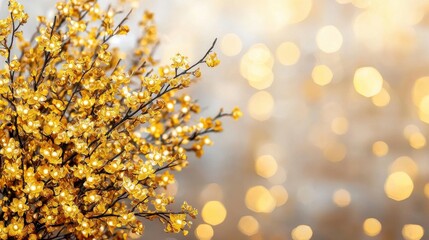 Bright Yellow Flowering Plant with Abstract Background Bokeh Effect