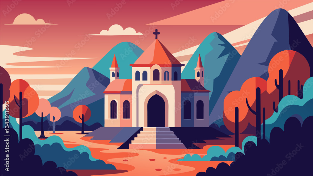 Poster a converted monastery retreat where the serene atmosphere and ancient architecture lend themselves t