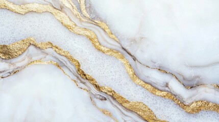 Elegant Marble Texture with Gold Veins and Soft White Background