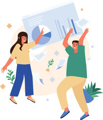 Man & Woman Analyzing Graph