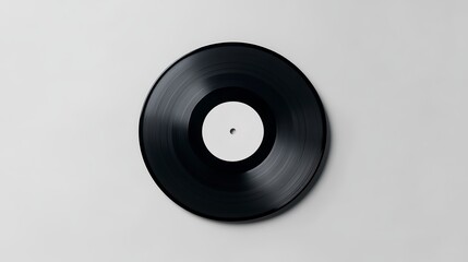 A vinyl record mock-up featuring a black vinyl disc partially inserted into its dark cover sleeve, with the record only partially visible, as it is slightly peeking out from behind the sleeve.