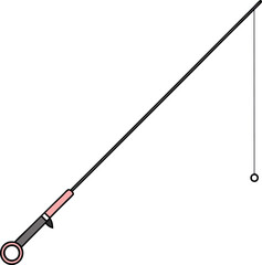 Fishing Rod Vector Illustration, A vector illustration of a fishing rod with a line and hook, designed with a sleek, minimalistic style.
