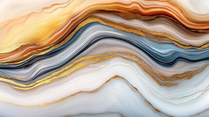 Obraz premium Elegant Abstract Fluid Art with Golden Accents and Soft Waves