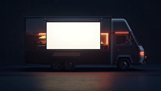Modern food truck with blank advertising space