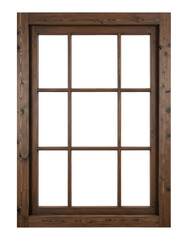 Obraz premium Elegant Vintage Wooden Window with Frosted Glass and Sunlit Glow isolated on transparent background
