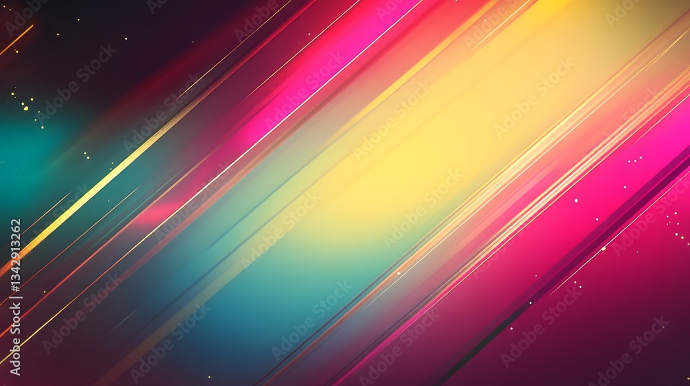 Poster colorful gradient background with diagonal stripes and small bright dots
