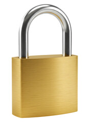 Naklejka premium Golden Brass Padlock – Secure and Sturdy Locking Mechanism isolated on transparent background