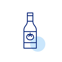 Bottle of ketchup or tomato sauce. Cooking, fast food and health eating. Groceries shopping. Pixel perfect, editable stroke vector icon