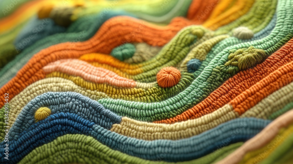 Poster colorful abstract textile patterns in wave form and detail