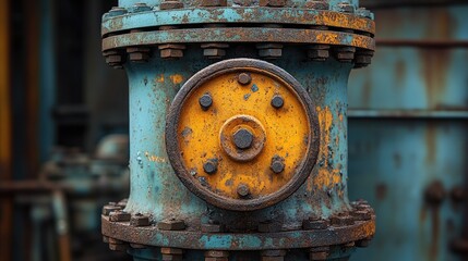 Fototapeta premium A throttle valve showcasing the wear from prolonged exposure, with pitted and corroded metal from extensive use.