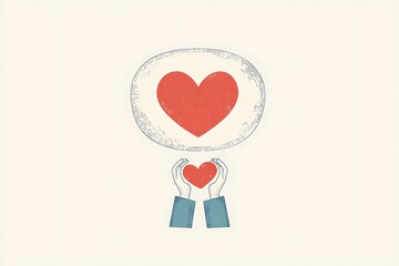 Hands Holding Heart for Thought Bubble, Love.