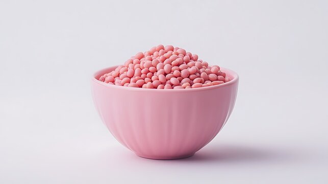 A pink bowl of traditional food made of beans prebranac