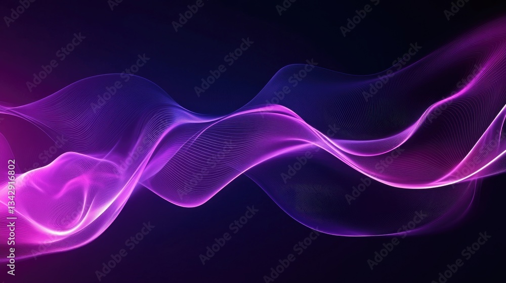 Poster abstract wavy lines creating a purple and blue gradient design