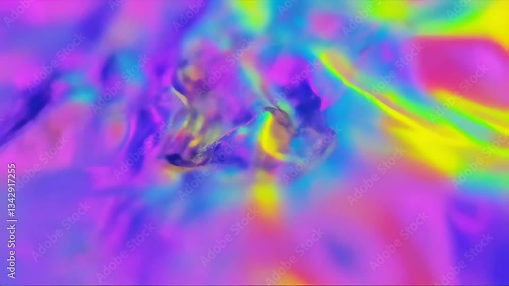 Poster Abstract holographic fluid texture loop with vibrant iridescent colors in motion, flowing pattern. Generated AI