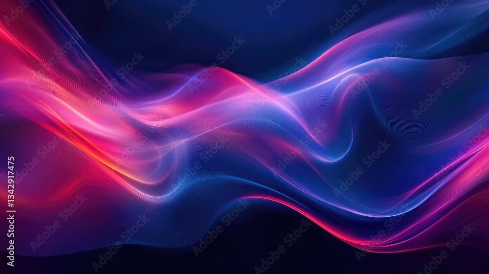 Poster abstract flowing colorful light wave forms creating visual motion effects