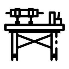 A glyph style icon of a construction workbench 

