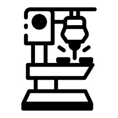 Laser cutting machine icon in glyph style
