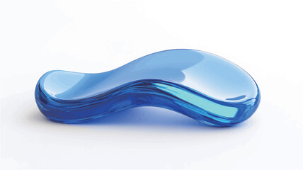 Close-up shot of an abstract, three-dimensional form. The object is predominantly blue, exhibiting a glossy and translucent quality.  Its shape is organic and fluid, resembling a flowing wave or