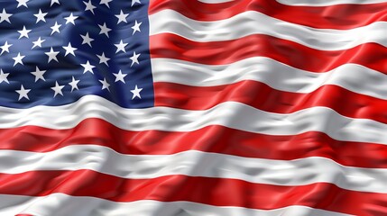 Obraz premium Close up of the united states flag with stars and stripes on a white background for patriotism