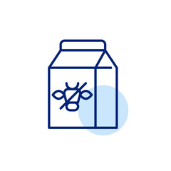 Lactose free milk. Carton with crossed cow head. Pixel perfect, editable stroke vector icon