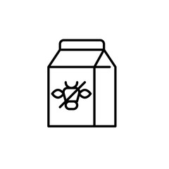 Lactose free milk. Carton with crossed cow head. Pixel perfect, editable stroke vector icon