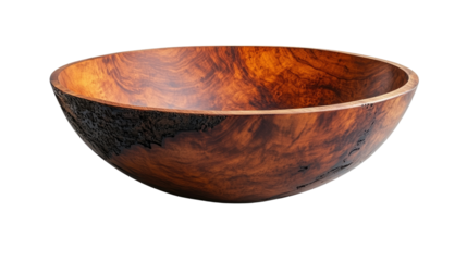 Wooden Bowl's Fine Grain: A close-up shot showcases a beautifully crafted wooden bowl, highlighting the intricate patterns of the wood grain and the natural warm tones.