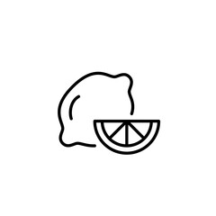 Citrus fruit with slice. Lemon for freshness, vitamins and healthy eating. Pixel perfect, editable stroke vector icon