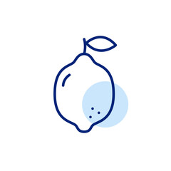 Lemon with leaf. Groceries, healthy food, vegetarian and vegan. Dieting and shopping. Pixel perfect, editable stroke vector icon