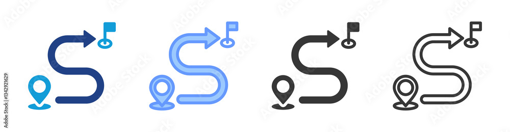 Poster Roadmap icon set multiple style collection