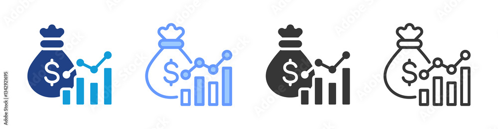Poster Revenue Stream icon set multiple style collection
