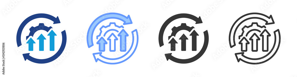 Poster Continuous Improvement icon set multiple style collection
