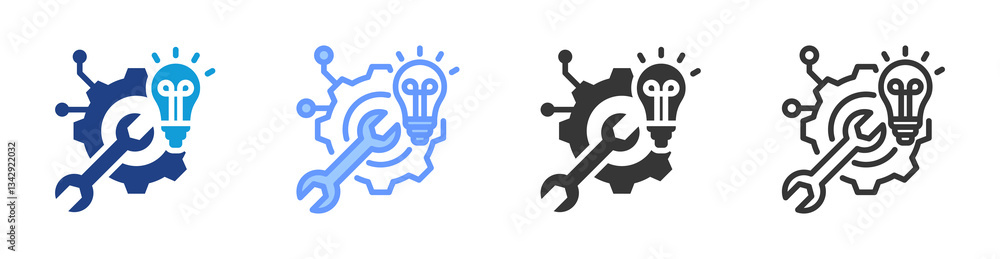Poster Service Innovation icon set multiple style collection