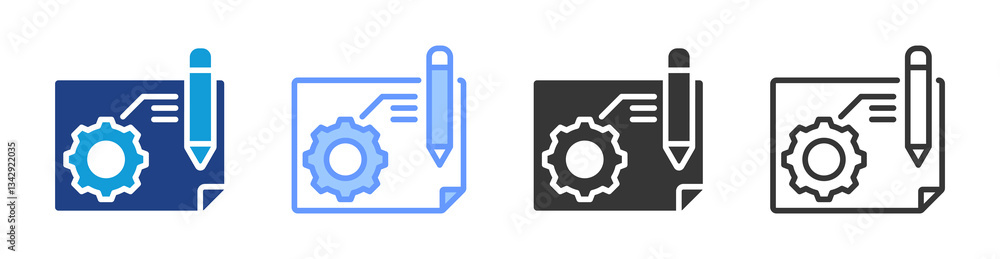 Aufkleber prototyping icon set multiple style collection