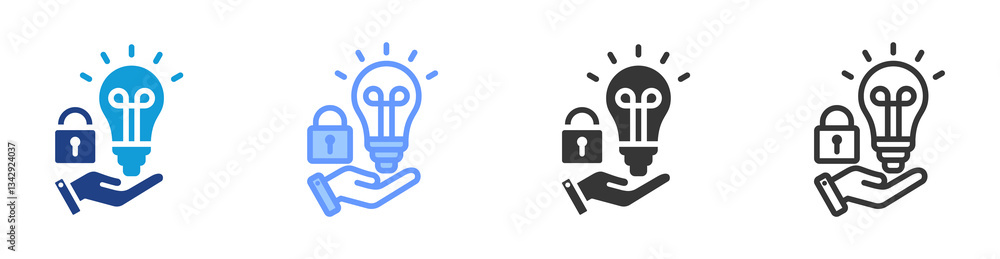 Poster Intellectual Property icon set multiple style collection