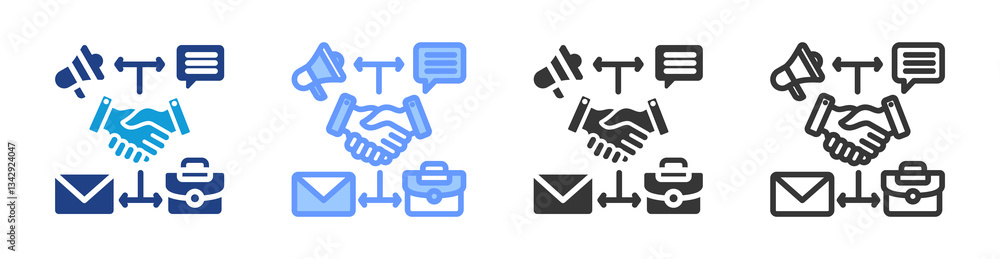 Poster joint marketing icon set multiple style collection