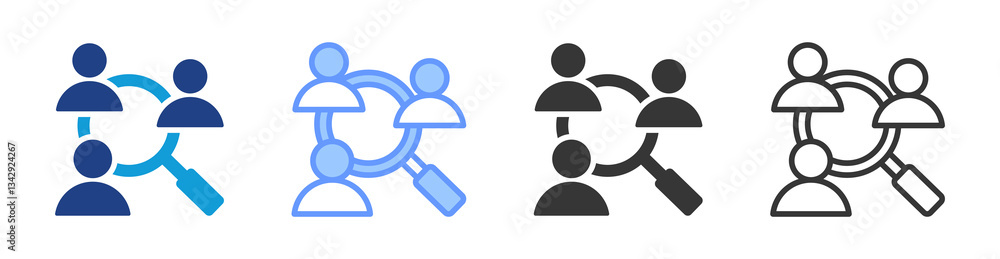 Poster research collaboration icon set multiple style collection